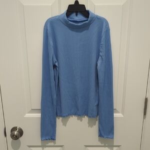 Girls SO Light Blue Ribbed Knit Top
